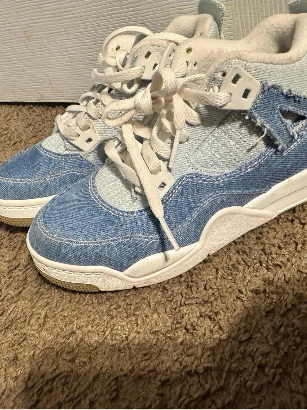 Jordan Kids Denim Sneakers in Light Blue and White